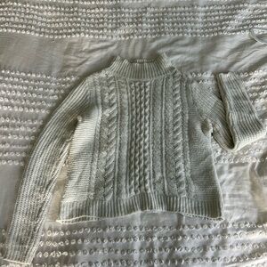 Loft Cable chunky Knit Cropped Turtle Neck Sweater